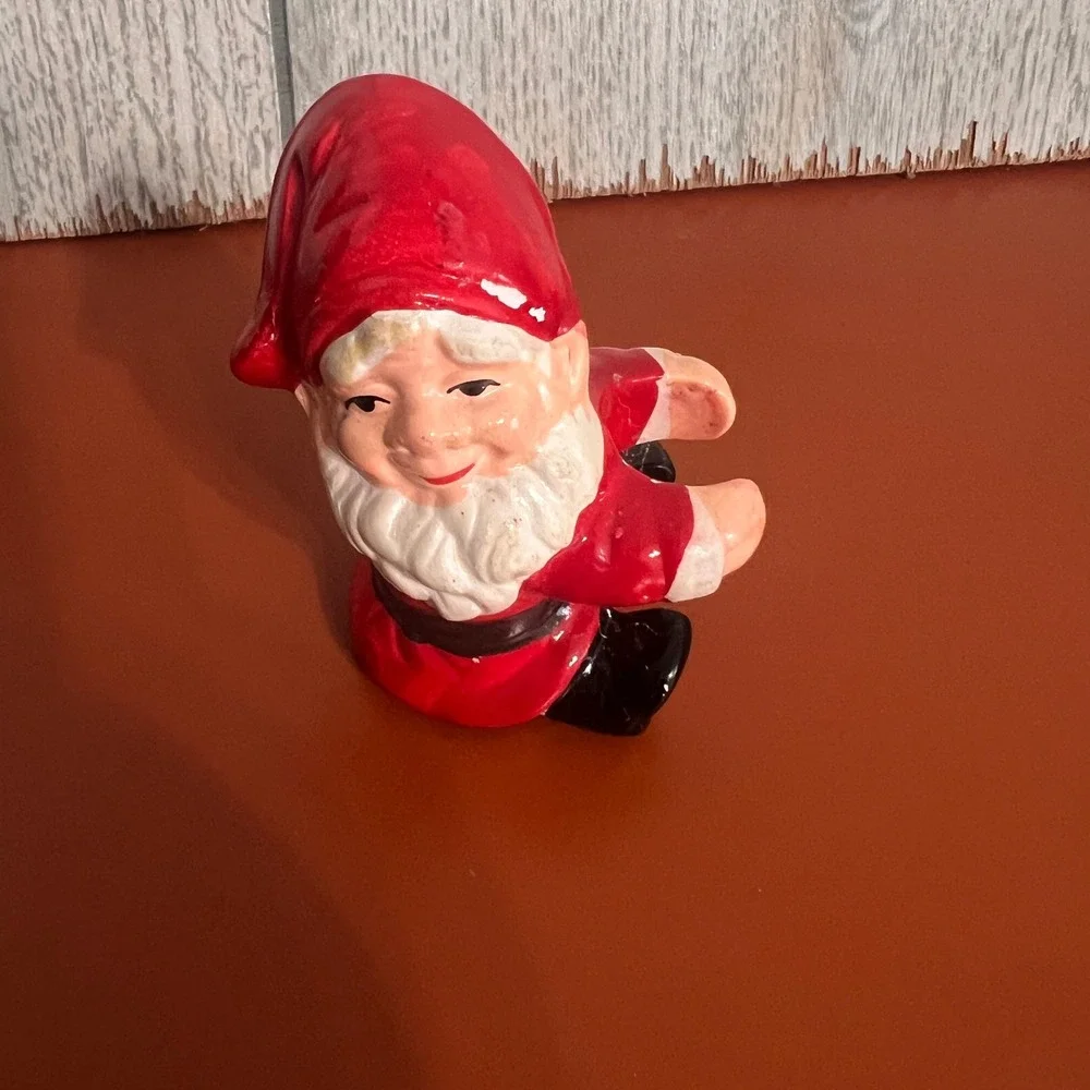 Vtg Ceramic Santa Claus Gnome Figurine candle Hugger‎ Japan Christmas Decor 3.5